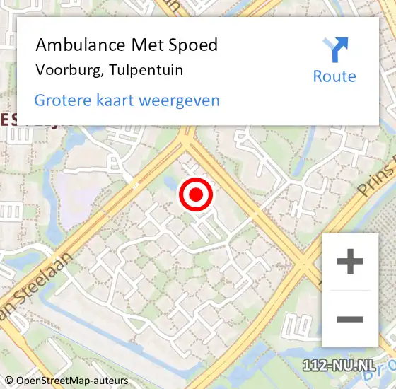 Locatie op kaart van de 112 melding: Ambulance Met Spoed Naar Voorburg, Tulpentuin op 23 augustus 2024 12:28