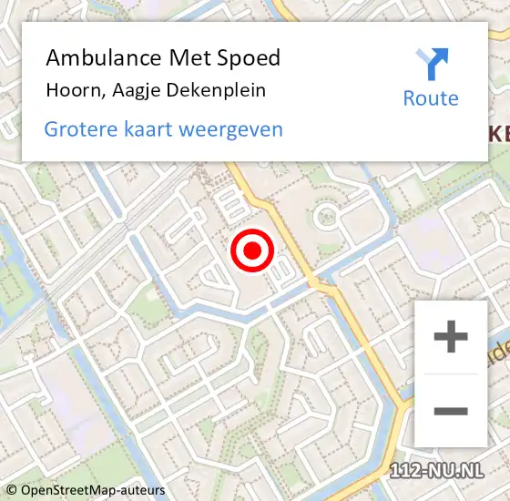 Locatie op kaart van de 112 melding: Ambulance Met Spoed Naar Hoorn, Aagje Dekenplein op 23 augustus 2024 12:55