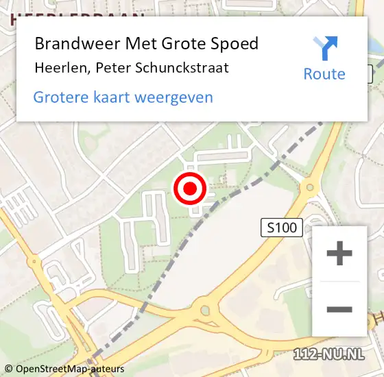 Locatie op kaart van de 112 melding: Brandweer Met Grote Spoed Naar Heerlen, Peter Schunckstraat op 23 augustus 2024 13:10