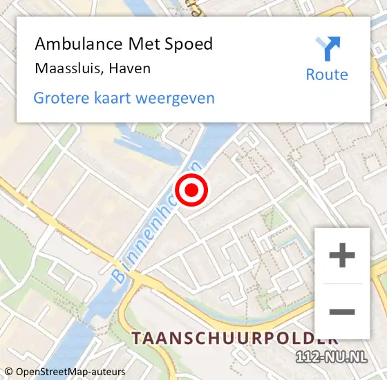 Locatie op kaart van de 112 melding: Ambulance Met Spoed Naar Maassluis, Haven op 23 augustus 2024 13:15