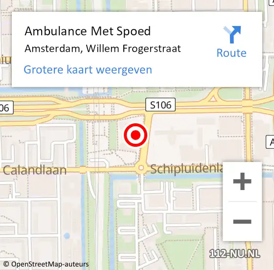 Locatie op kaart van de 112 melding: Ambulance Met Spoed Naar Amsterdam, Willem Frogerstraat op 23 augustus 2024 13:18