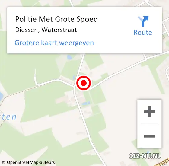 Locatie op kaart van de 112 melding: Politie Met Grote Spoed Naar Diessen, Waterstraat op 23 augustus 2024 13:54