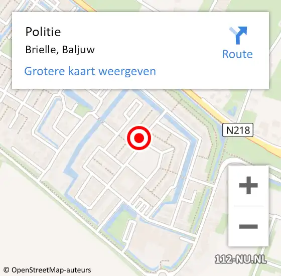 Locatie op kaart van de 112 melding: Politie Brielle, Baljuw op 23 augustus 2024 14:06