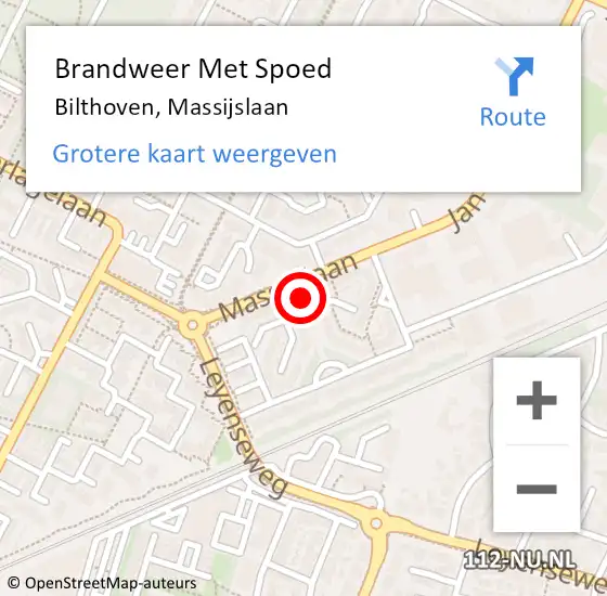 Locatie op kaart van de 112 melding: Brandweer Met Spoed Naar Bilthoven, Massijslaan op 23 augustus 2024 14:08