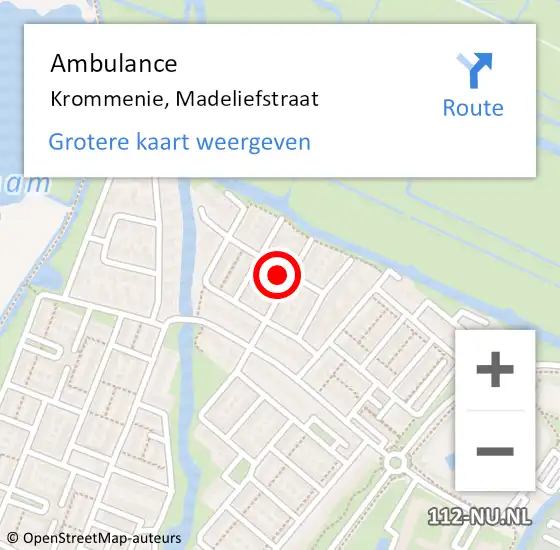 Locatie op kaart van de 112 melding: Ambulance Krommenie, Madeliefstraat op 23 augustus 2024 14:22