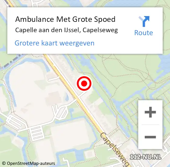 Locatie op kaart van de 112 melding: Ambulance Met Grote Spoed Naar Capelle aan den IJssel, Capelseweg op 23 augustus 2024 14:36