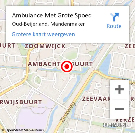 Locatie op kaart van de 112 melding: Ambulance Met Grote Spoed Naar Oud-Beijerland, Mandenmaker op 23 augustus 2024 14:43