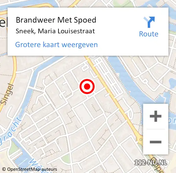 Locatie op kaart van de 112 melding: Brandweer Met Spoed Naar Sneek, Maria Louisestraat op 23 augustus 2024 14:45