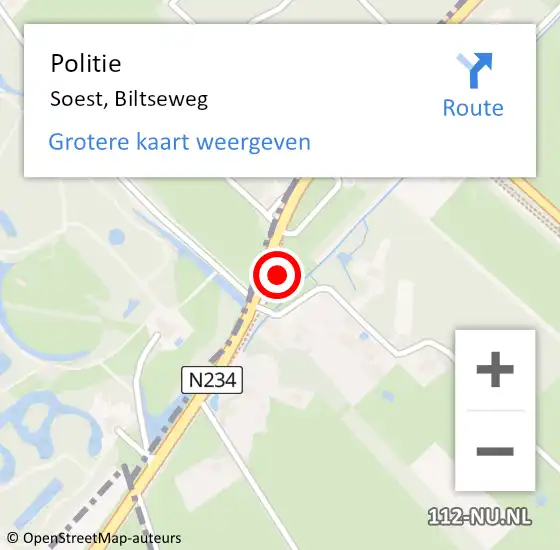 Locatie op kaart van de 112 melding: Politie Soest, Biltseweg op 23 augustus 2024 14:49