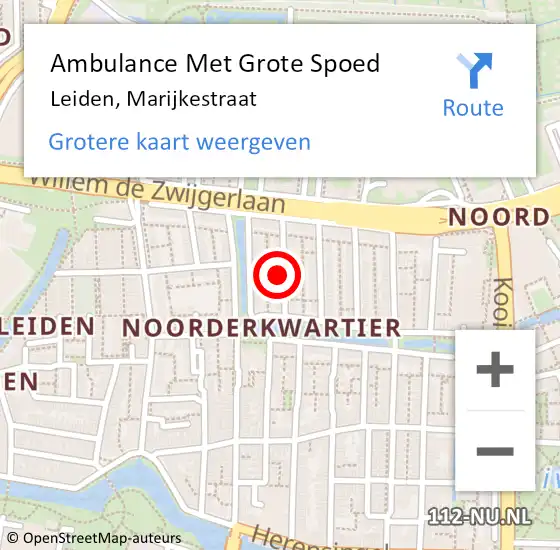 Locatie op kaart van de 112 melding: Ambulance Met Grote Spoed Naar Noordwijk, Marijkestraat op 23 augustus 2024 14:53