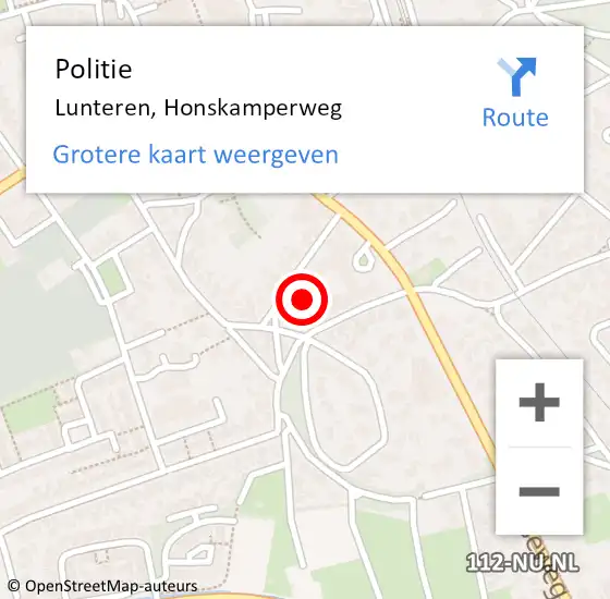 Locatie op kaart van de 112 melding: Politie Lunteren, Honskamperweg op 23 augustus 2024 14:57