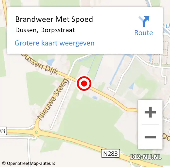 Locatie op kaart van de 112 melding: Brandweer Met Spoed Naar Dussen, Dorpsstraat op 17 oktober 2014 13:56