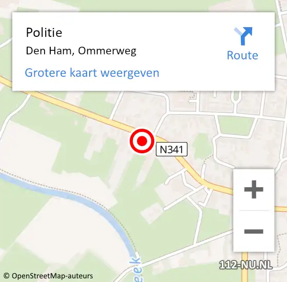 Locatie op kaart van de 112 melding: Politie Den Ham, Ommerweg op 23 augustus 2024 15:30