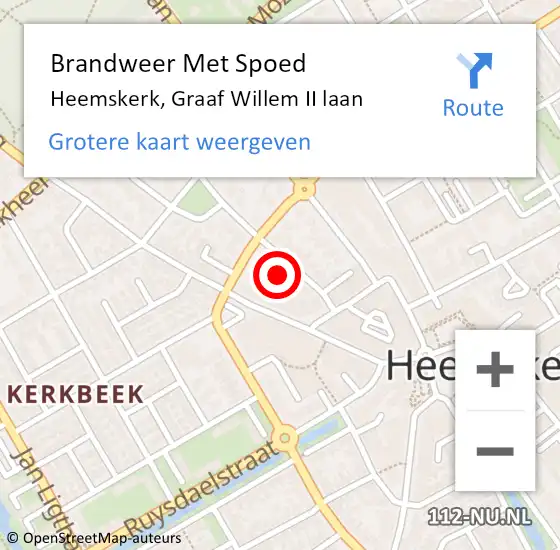 Locatie op kaart van de 112 melding: Brandweer Met Spoed Naar Heemskerk, Graaf Willem II laan op 23 augustus 2024 15:39