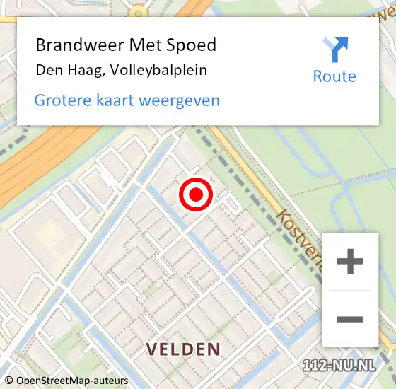 Locatie op kaart van de 112 melding: Brandweer Met Spoed Naar Den Haag, Volleybalplein op 23 augustus 2024 15:59