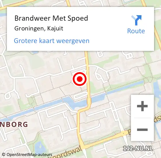 Locatie op kaart van de 112 melding: Brandweer Met Spoed Naar Groningen, Kajuit op 23 augustus 2024 16:16