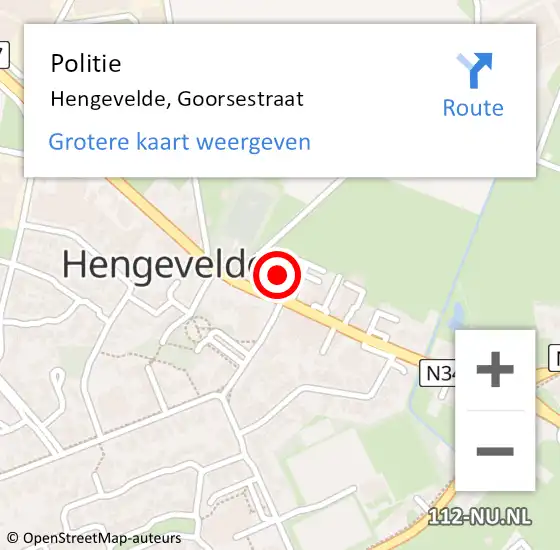 Locatie op kaart van de 112 melding: Politie Hengevelde, Goorsestraat op 23 augustus 2024 16:19