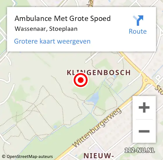 Locatie op kaart van de 112 melding: Ambulance Met Grote Spoed Naar Wassenaar, Stoeplaan op 23 augustus 2024 16:20