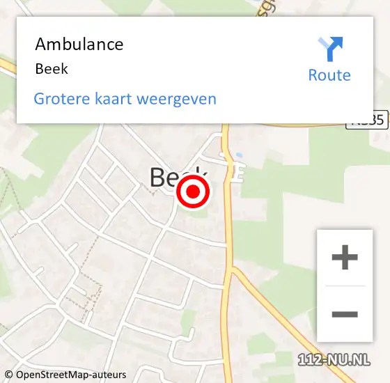 Locatie op kaart van de 112 melding: Ambulance Beek op 23 augustus 2024 16:25