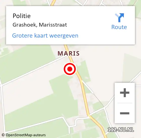 Locatie op kaart van de 112 melding: Politie Grashoek, Marisstraat op 23 augustus 2024 16:33