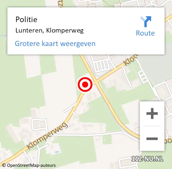 Locatie op kaart van de 112 melding: Politie Lunteren, Klomperweg op 23 augustus 2024 16:47