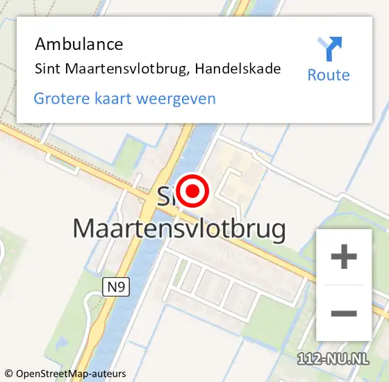 Locatie op kaart van de 112 melding: Ambulance Sint Maartensvlotbrug, Handelskade op 23 augustus 2024 16:59