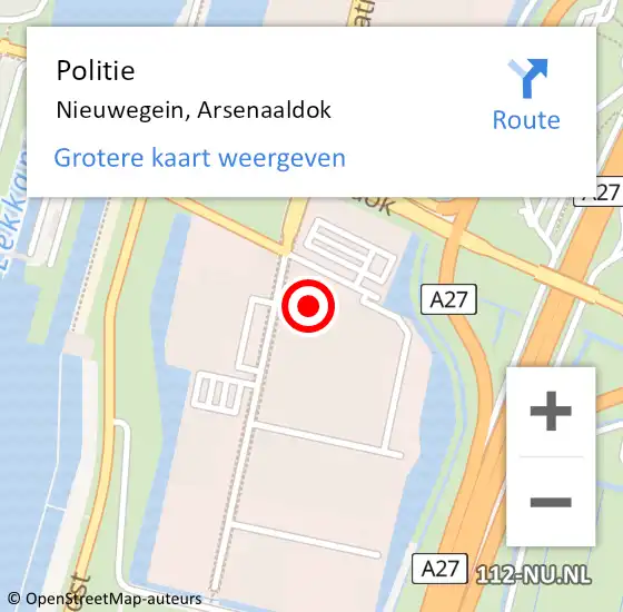 Locatie op kaart van de 112 melding: Politie Nieuwegein, Arsenaaldok op 23 augustus 2024 17:01