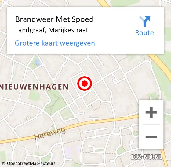 Locatie op kaart van de 112 melding: Brandweer Met Spoed Naar Landgraaf, Marijkestraat op 23 augustus 2024 17:24