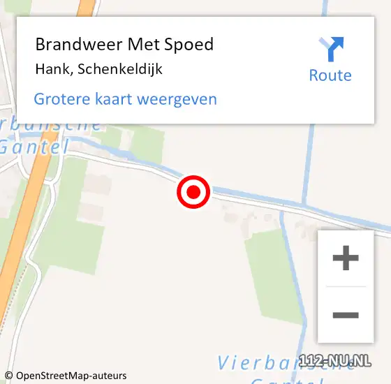 Locatie op kaart van de 112 melding: Brandweer Met Spoed Naar Hank, Schenkeldijk op 23 augustus 2024 17:30