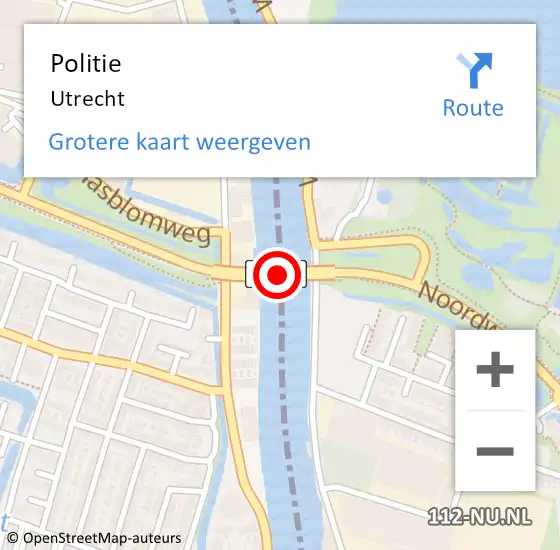 Locatie op kaart van de 112 melding: Politie Utrecht op 23 augustus 2024 17:35