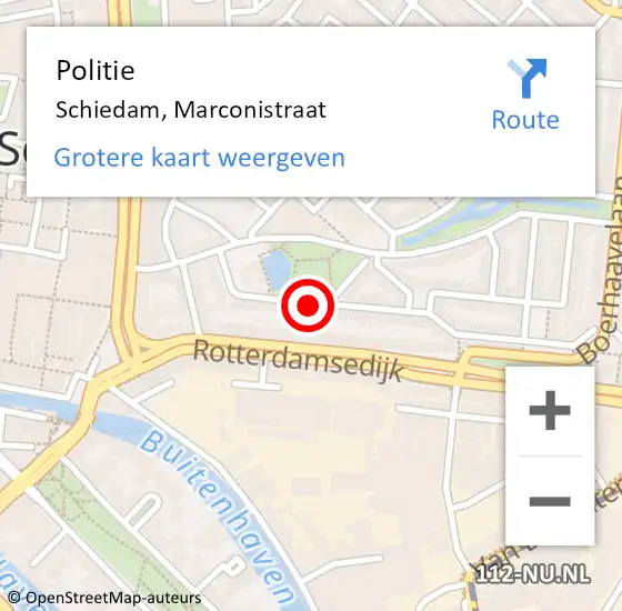 Locatie op kaart van de 112 melding: Politie Schiedam, Marconistraat op 23 augustus 2024 17:52