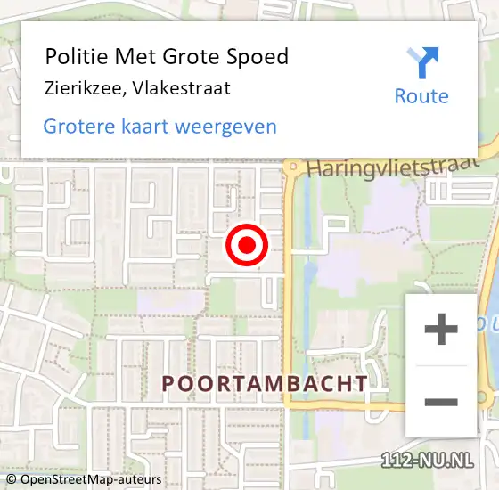 Locatie op kaart van de 112 melding: Politie Met Grote Spoed Naar Zierikzee, Vlakestraat op 23 augustus 2024 17:54