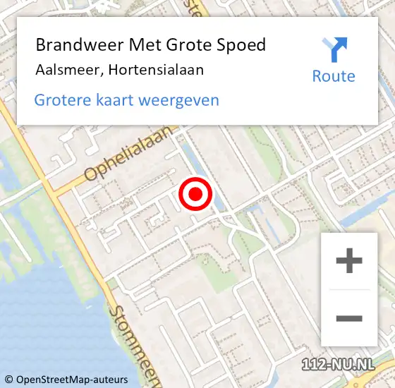 Locatie op kaart van de 112 melding: Brandweer Met Grote Spoed Naar Aalsmeer, Hortensialaan op 23 augustus 2024 18:07