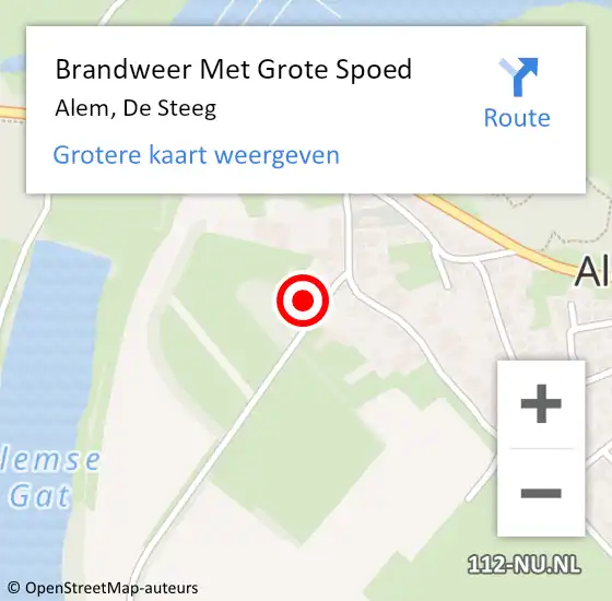 Locatie op kaart van de 112 melding: Brandweer Met Grote Spoed Naar Alem, De Steeg op 23 augustus 2024 18:11