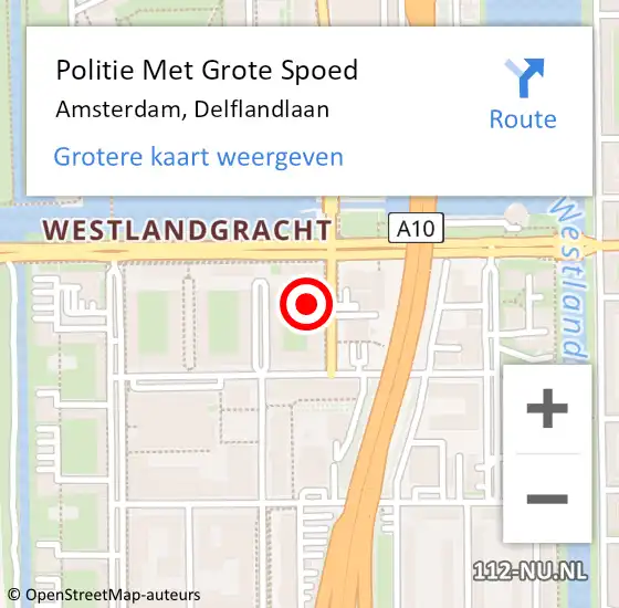 Locatie op kaart van de 112 melding: Politie Met Grote Spoed Naar Amsterdam, Delflandlaan op 23 augustus 2024 18:12