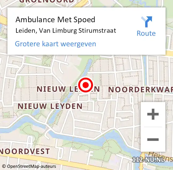 Locatie op kaart van de 112 melding: Ambulance Met Spoed Naar Wassenaar, Van Limburg Stirumstraat op 23 augustus 2024 18:50