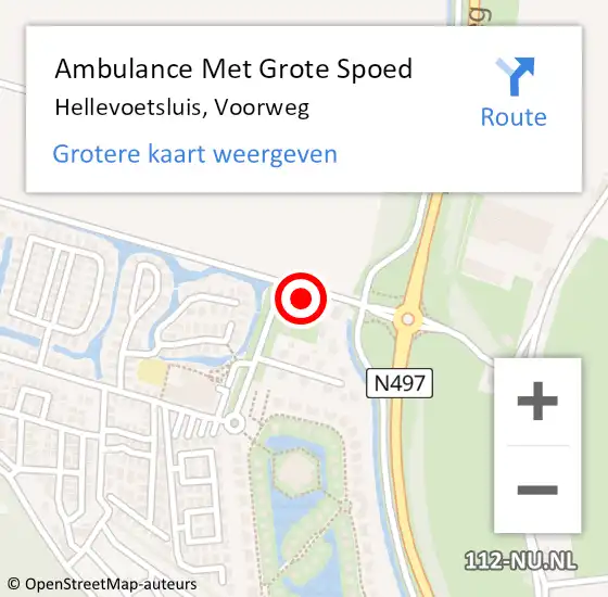 Locatie op kaart van de 112 melding: Ambulance Met Grote Spoed Naar Hellevoetsluis, Voorweg op 23 augustus 2024 19:03