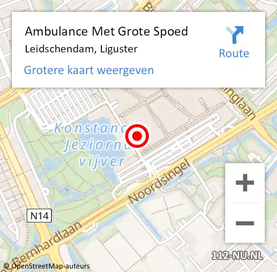 Locatie op kaart van de 112 melding: Ambulance Met Grote Spoed Naar Leidschendam, Liguster op 23 augustus 2024 19:19