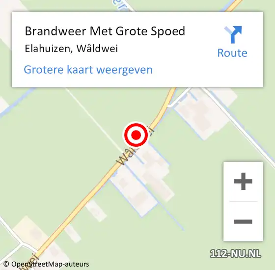 Locatie op kaart van de 112 melding: Brandweer Met Grote Spoed Naar Elahuizen, Wâldwei op 23 augustus 2024 19:36