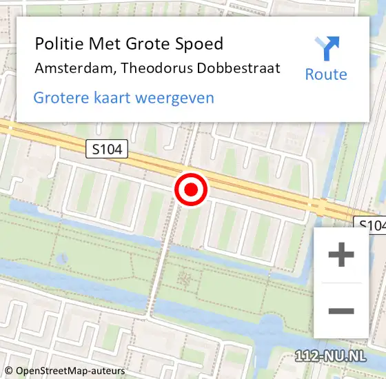 Locatie op kaart van de 112 melding: Politie Met Grote Spoed Naar Amsterdam, Theodorus Dobbestraat op 23 augustus 2024 19:41