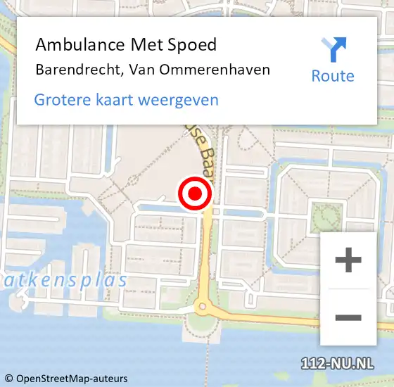 Locatie op kaart van de 112 melding: Ambulance Met Spoed Naar Barendrecht, Van Ommerenhaven op 23 augustus 2024 19:43