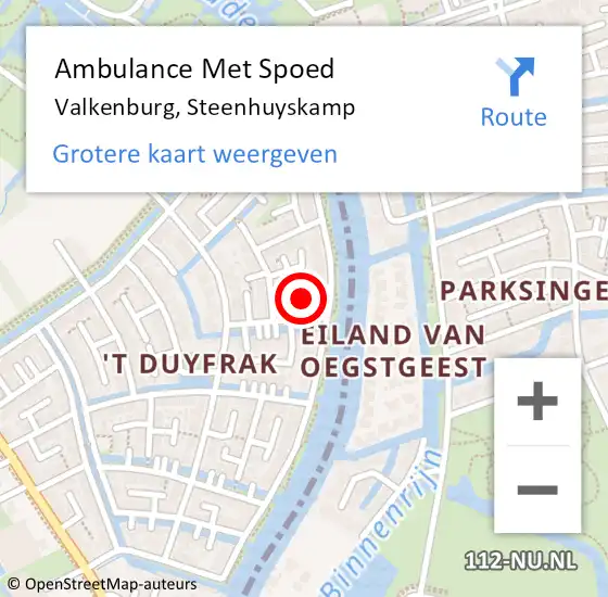 Locatie op kaart van de 112 melding: Ambulance Met Spoed Naar Valkenburg, Steenhuyskamp op 23 augustus 2024 19:51