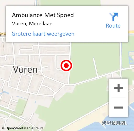 Locatie op kaart van de 112 melding: Ambulance Met Spoed Naar Vuren, Merellaan op 17 oktober 2014 14:14