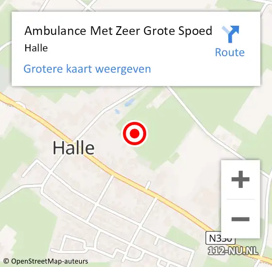 Locatie op kaart van de 112 melding: Ambulance Met Zeer Grote Spoed Naar Halle op 23 augustus 2024 20:07