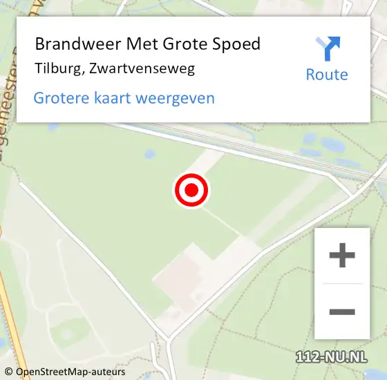 Locatie op kaart van de 112 melding: Brandweer Met Grote Spoed Naar Tilburg, Zwartvenseweg op 23 augustus 2024 20:09