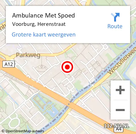 Locatie op kaart van de 112 melding: Ambulance Met Spoed Naar Voorburg, Herenstraat op 23 augustus 2024 20:19