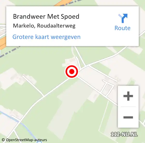 Locatie op kaart van de 112 melding: Brandweer Met Spoed Naar Markelo, Roudaalterweg op 23 augustus 2024 20:48