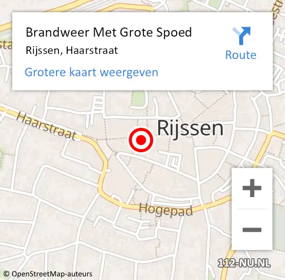 Locatie op kaart van de 112 melding: Brandweer Met Grote Spoed Naar Rijssen, Haarstraat op 23 augustus 2024 21:09