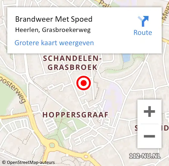 Locatie op kaart van de 112 melding: Brandweer Met Spoed Naar Heerlen, Grasbroekerweg op 23 augustus 2024 21:33