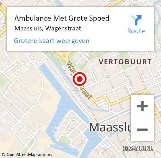 Locatie op kaart van de 112 melding: Ambulance Met Grote Spoed Naar Maassluis, Wagenstraat op 23 augustus 2024 21:40